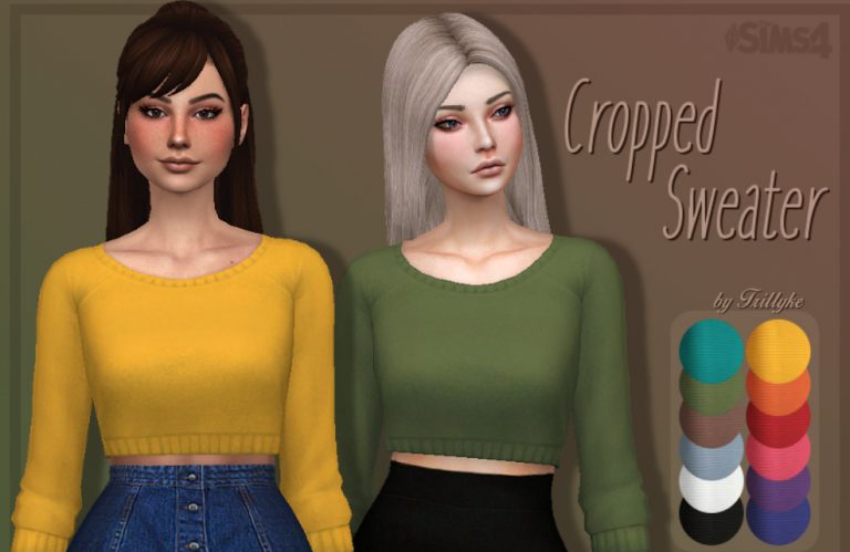 Sims 4 Mod Ripped Sweater Cropped Sweater | Sweater Clothes Mod Download