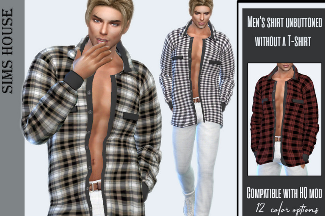 Men's shirt unbuttoned without a T-shirt | Shirt Clothes Mod Download