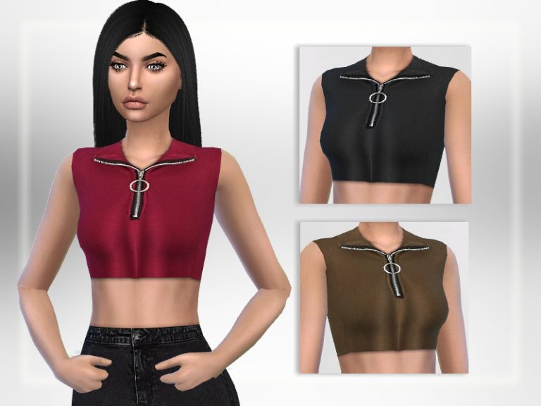 Zipper Crop Top TShirt Clothes Mod Download